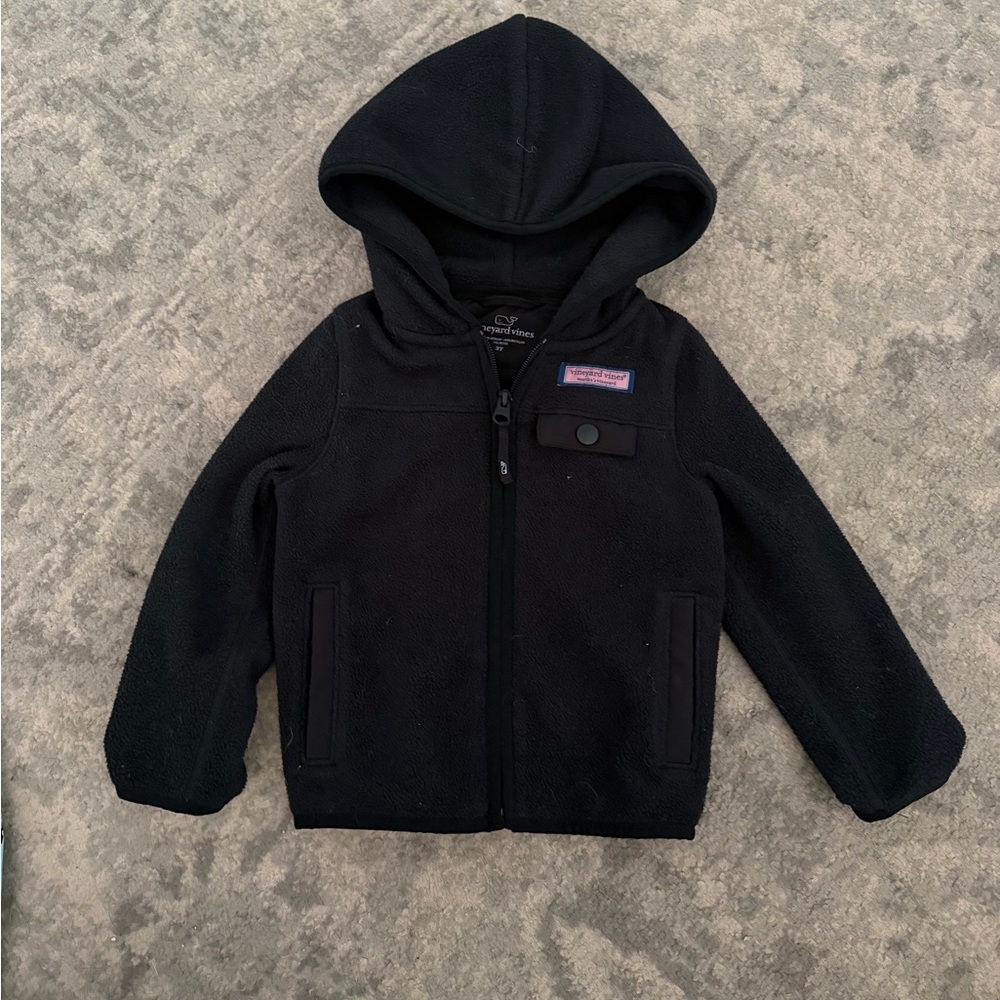 Vineyard Vines Kids Black Hooded Fleece Jacket